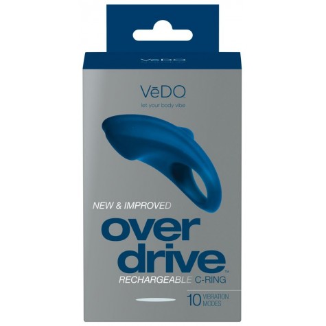 Синее перезаряжаемое эрекционное виброкольцо VeDO Over Drive