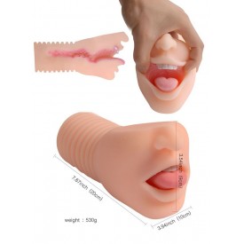 Телесный мастурбатор-ротик с язычком и зубками